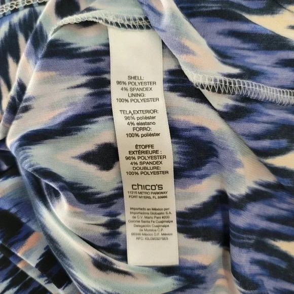 Chico’s Dress Blouson Aztek Print Slit Short Sleeves Lined Chico's size 2 L 12 - Picture 6 of 10